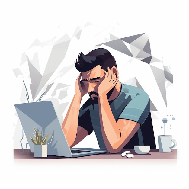 Homme assis à une table avec un ordinateur portable