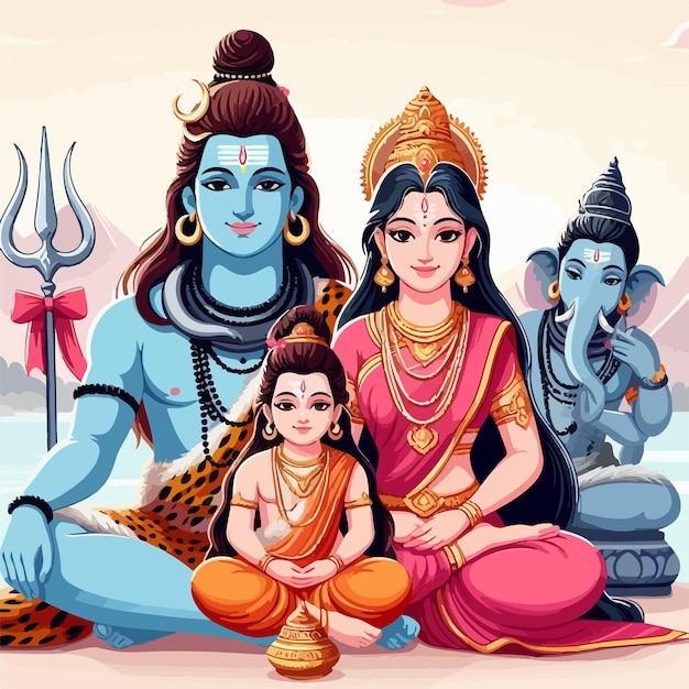 Seigneur Mahadev illustration vectorielle style dessiné à la main fond Mahashivratri